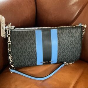 Michael Kors Black and Blue Zip-Top Bag